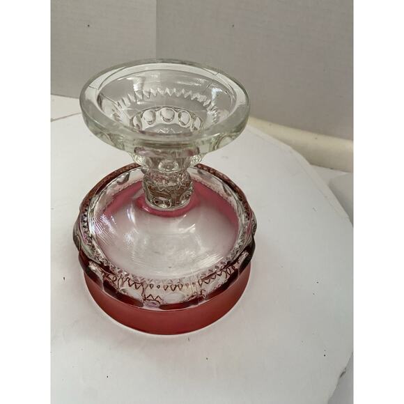 VTG Indiana Glass Kings Crown Thumbprint Ruby Flash Footed Compote Candy Dish - Picture 10 of 15